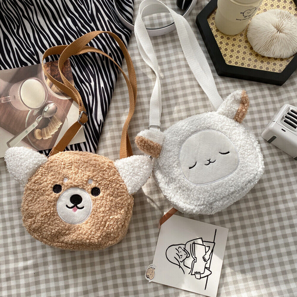 Lamb Wool Shoulder Bag Animals Small Phone Purse Bag Anime Sheep Handbag Furry