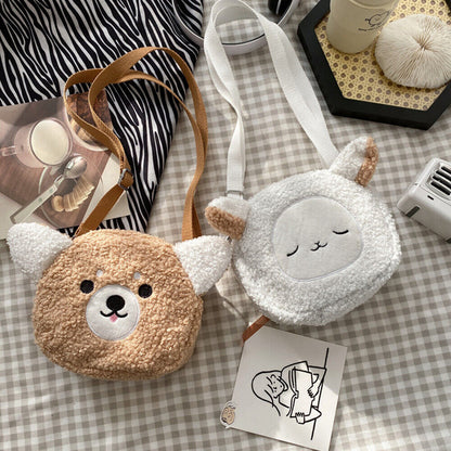 Lamb Wool Shoulder Bag Animals Small Phone Purse Bag Anime Sheep Handbag Furry
