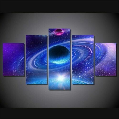 Planet Rings Galaxy Outer Space 5 Piece Canvas Print Wall Art Home Decor Cuadro