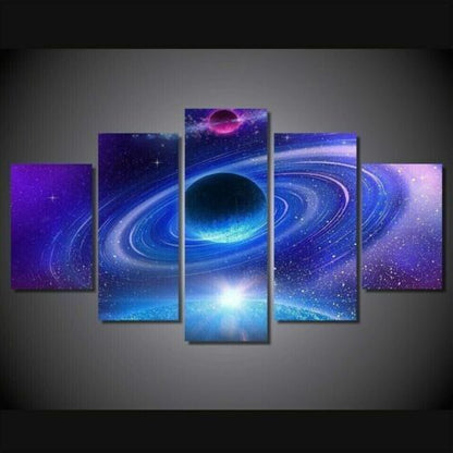 Planet Rings Galaxy Outer Space 5 Piece Canvas Print Wall Art Home Decor Cuadro
