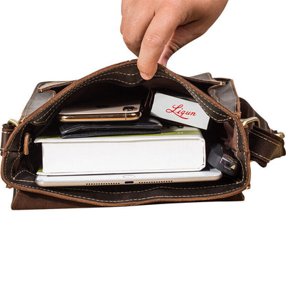 Vintage Men's Leather Messenger Shoulder Bag Satchel Crossbody Side School Bags