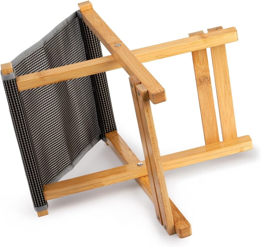 Bamboo Folding Stool Non-Slip Foot Rest Portable Bath Chair Fully Assembled