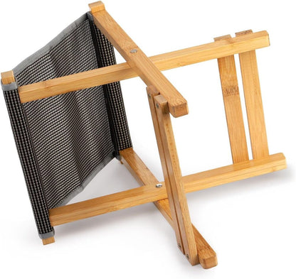 Bamboo Folding Stool Non-Slip Foot Rest Portable Bath Chair Fully Assembled