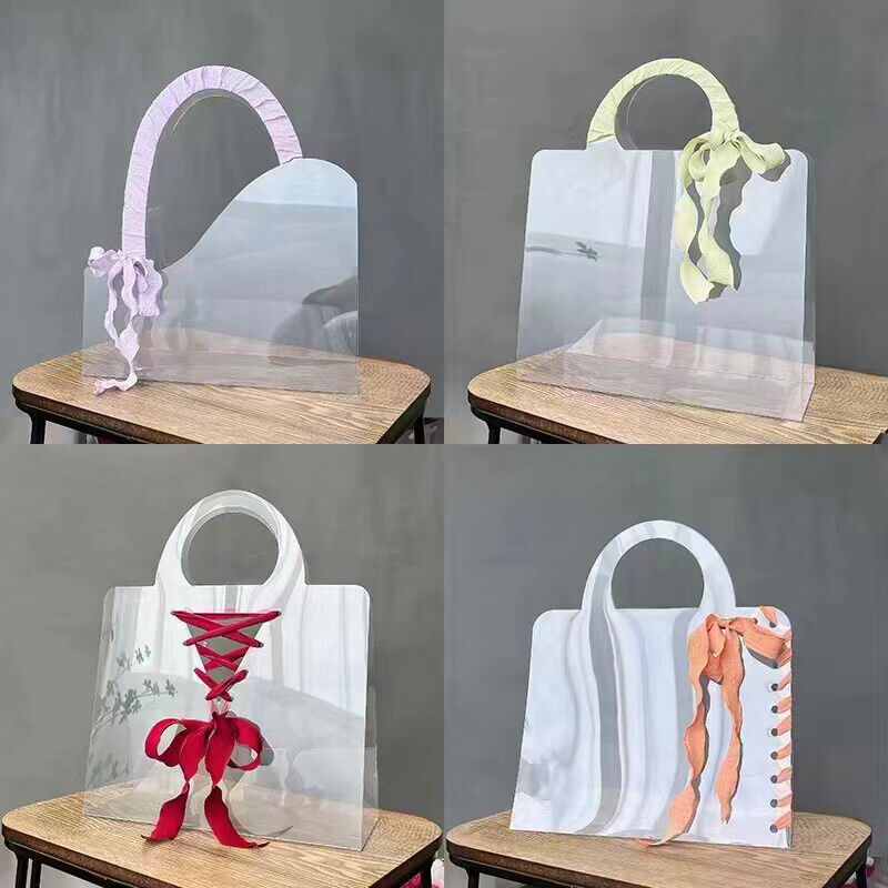 Transparent PET Fresh Flower Box Bouquet Handbag Flowers Wrapping Handbag Festiv