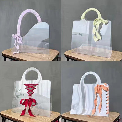 Transparent PET Fresh Flower Box Bouquet Handbag Flowers Wrapping Handbag Festiv