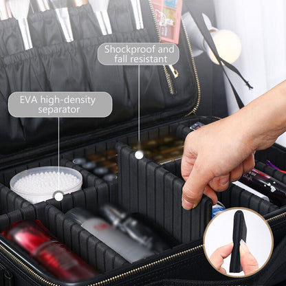 Professional Portable PU Makeup Case Travel Manicure 2 Layers Cosmetics Bags