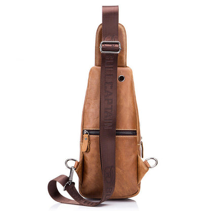 Men's Sling Backpack,100% Genuine Leather Chest bag Crossbody Bag Shoulder Bag