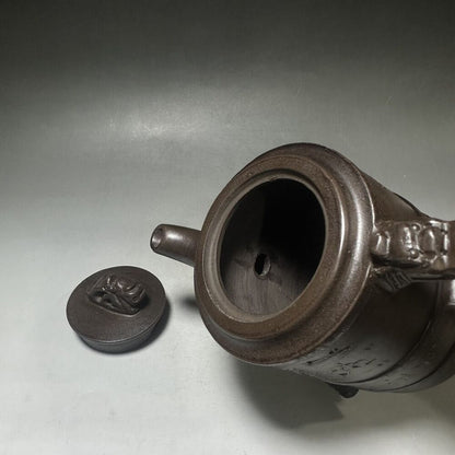 vintage chinese yixing purple clay teapot zisha ceremony carving Collectible art