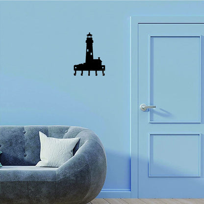 Lighthouse Key Rack Hanger - 6 inch Wide Metal Wall Art