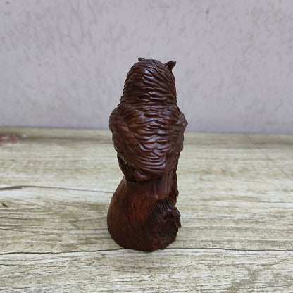 vintage chinese carved wood wooden owl figurine statue Boxwood pet gift souvenir