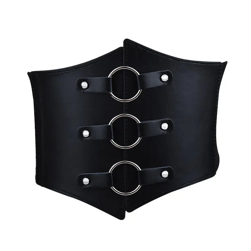 Women Corsets PU Leather Black Sexy Dress Jeans Waistband Wide Belts Cummerbunds