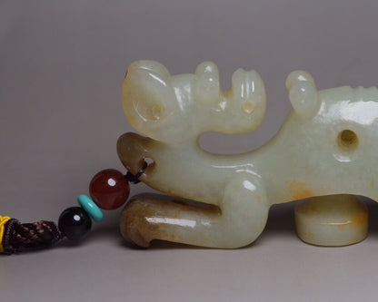 Chinese Antique Hetian Jade Hand Carved Exquisite Statue Figurine Art Work Rare