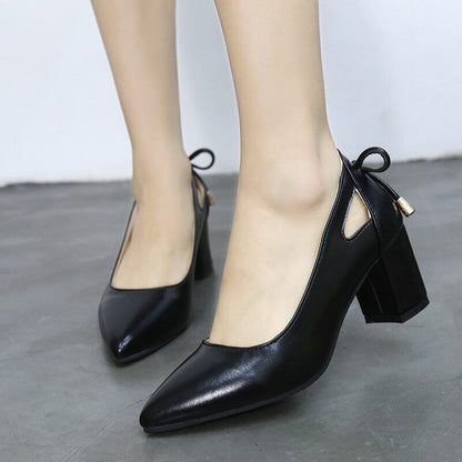 Women Pumps High Heels 6CM Black Leather Wedding Shoes Woman