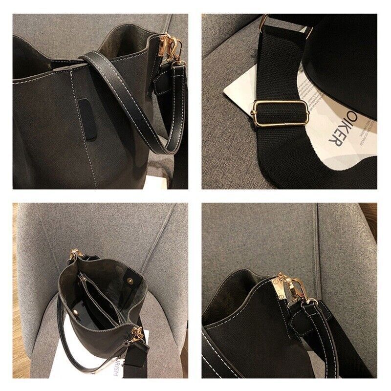Ladies Bucket PU Shoulder Bag Single Shoulder Broadband Female Handbag