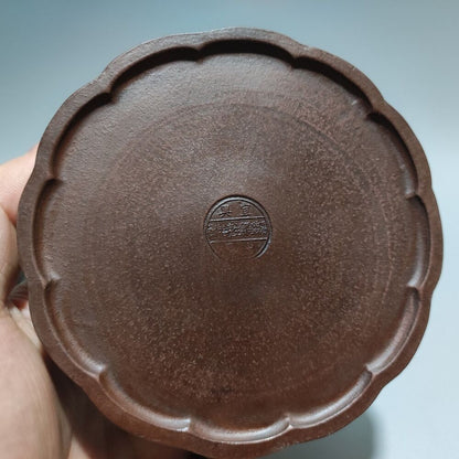 Vintage Chinese Yixing Purple Clay Teapot Zisha Ceramic Bamboo Teaware Collector