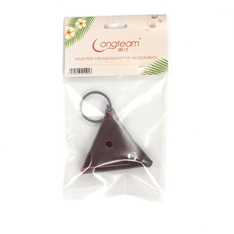 Triangle Leather Guitar Picks Bag Keychain Storage Case for Guitar Ukulele Pick