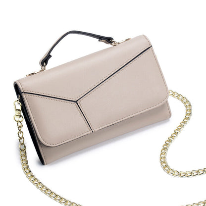 Cow Leather Women's Chain Shoulder Bag, Simple Handbags, Clutch Purse Wallets