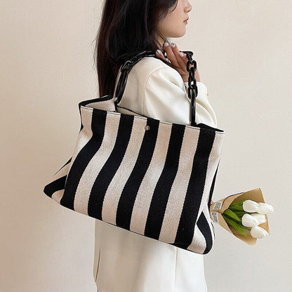 Women Handbag Thick Chain Shoulder Bags Female Shopping Bag Canvas Totes