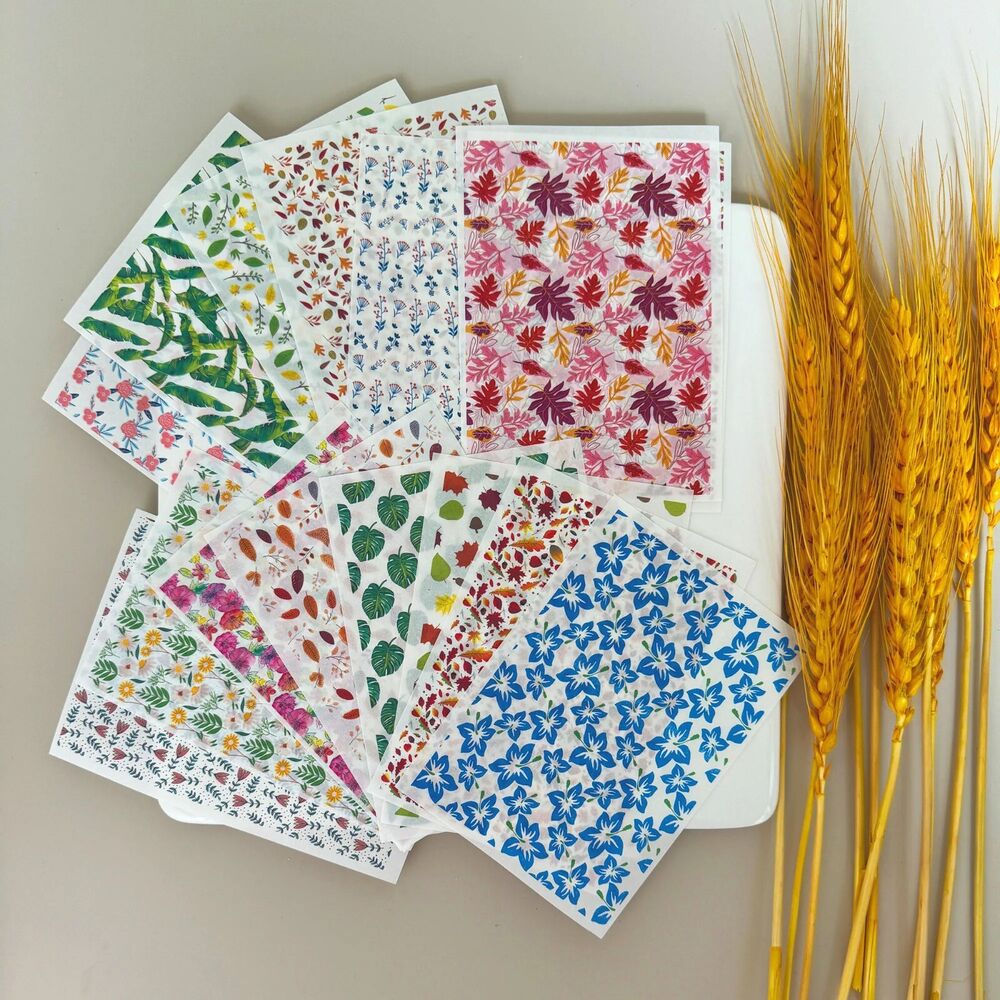 Ceramic Image Transfer Paper Autumn Fern Leaf Rose Flower DIY Dish Making Decals