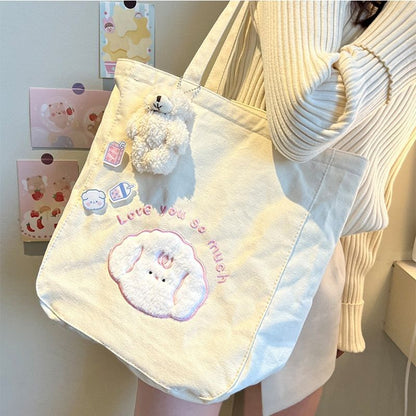 Cartoon Shoulder Bag Canvas Large Shopper Bag Fashion Casual Book Pouch 30*13*34