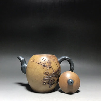 vintage chinese yixing purple clay teapot zisha ceremony carving Collectible art