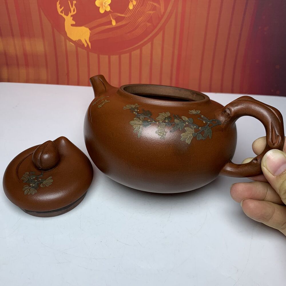 Vintage China Yixing Purple Clay Teapot Zisha Ceremony Peach Teaware Collection