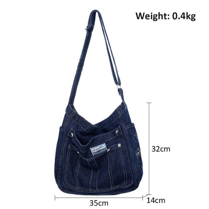 Women's Denim Adjustable Tote Bag Shoulder Crossbody Handbag Purse Jean Satchel