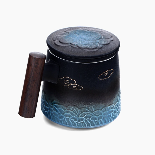 Lucky Cloud and Sea Ceramic Tea Cup with Infuser 300 ml