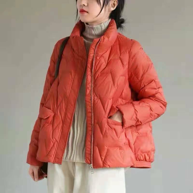 Womens Korean Fashion Duck Down Puffer Jacket Stand Collar Parka Winter Outwear