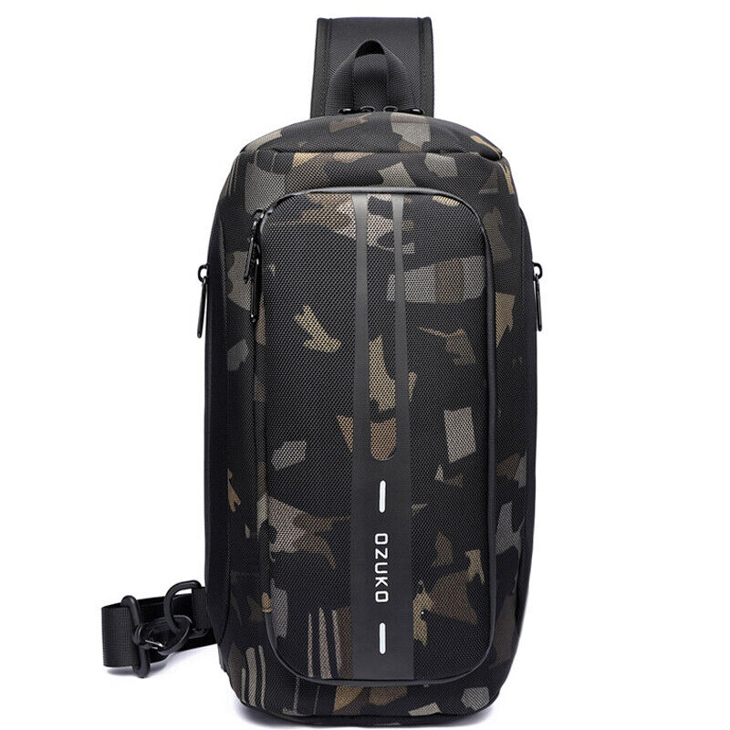 Men's Sling Backpack Oxford cloth Waterproof&Anti-theft Crossbody Bag USB Port