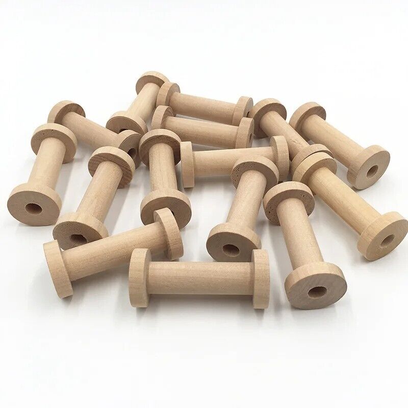 Wire Spools 10Pcs Natural Wooden Thread Reels Organizer Sewing Machine Kit 3x7cm