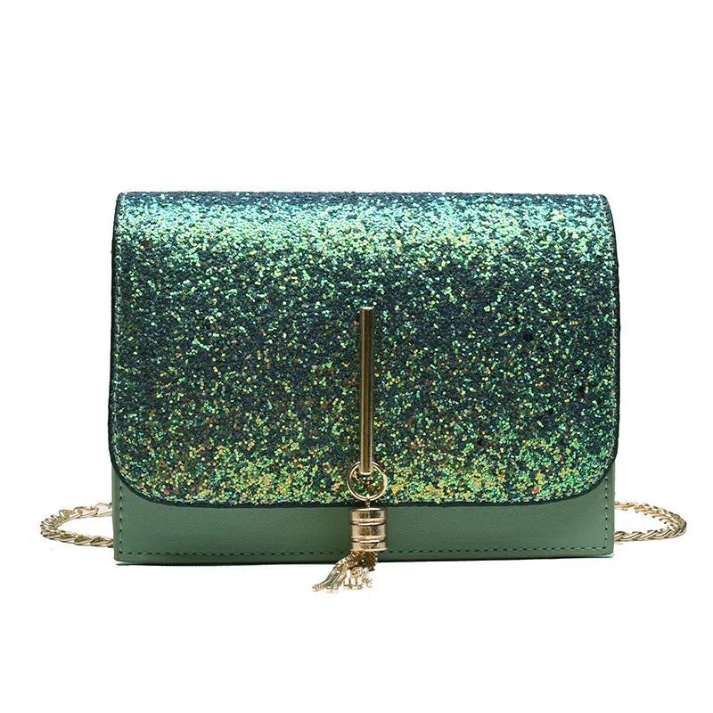 Bag Tassel Chain Shoulder Bag Synthetic Material Black Green Red Purse 18*13*6CM