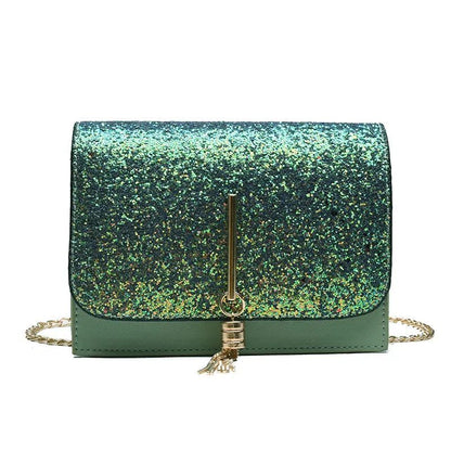 Bag Tassel Chain Shoulder Bag Synthetic Material Black Green Red Purse 18*13*6CM