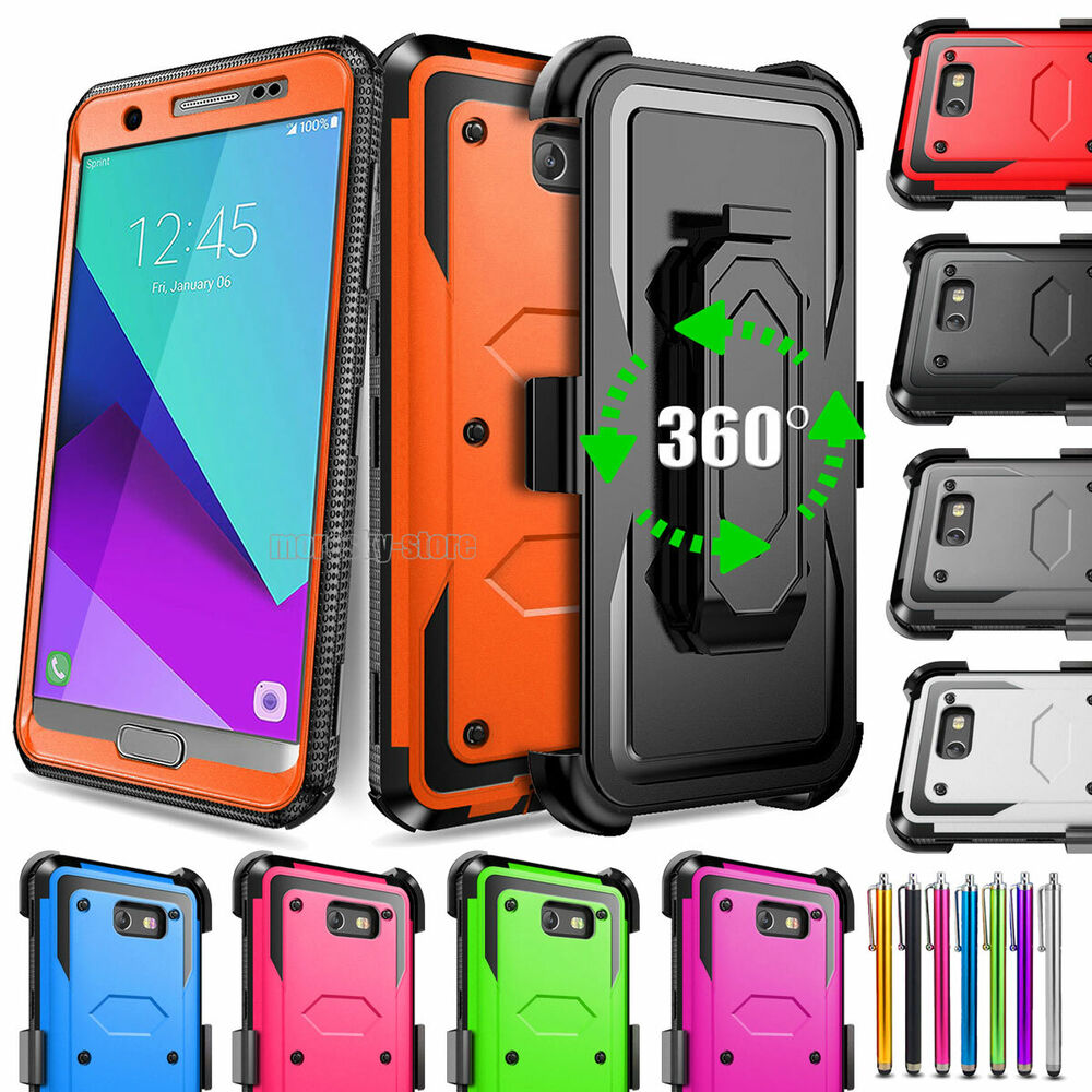 For Samsung J7 2017 J7 Sky Pro Prime Case, w/ Belt Clip Stand Rugged Phone Cover