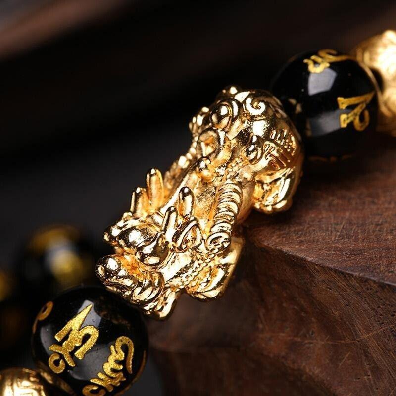 Feng Shui Pixiu Black Obsidian Wealth Bracelet Original 40%off
