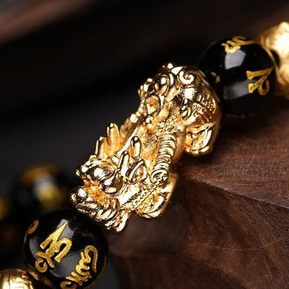 Feng Shui Pixiu Black Obsidian Wealth Bracelet Original 40%off