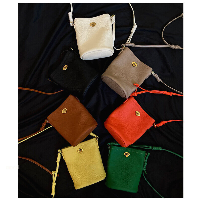Fashion Mini Real Leather Bucket Bag-Crossbody,Clutch,Shoulder,Pouch & Phone Bag