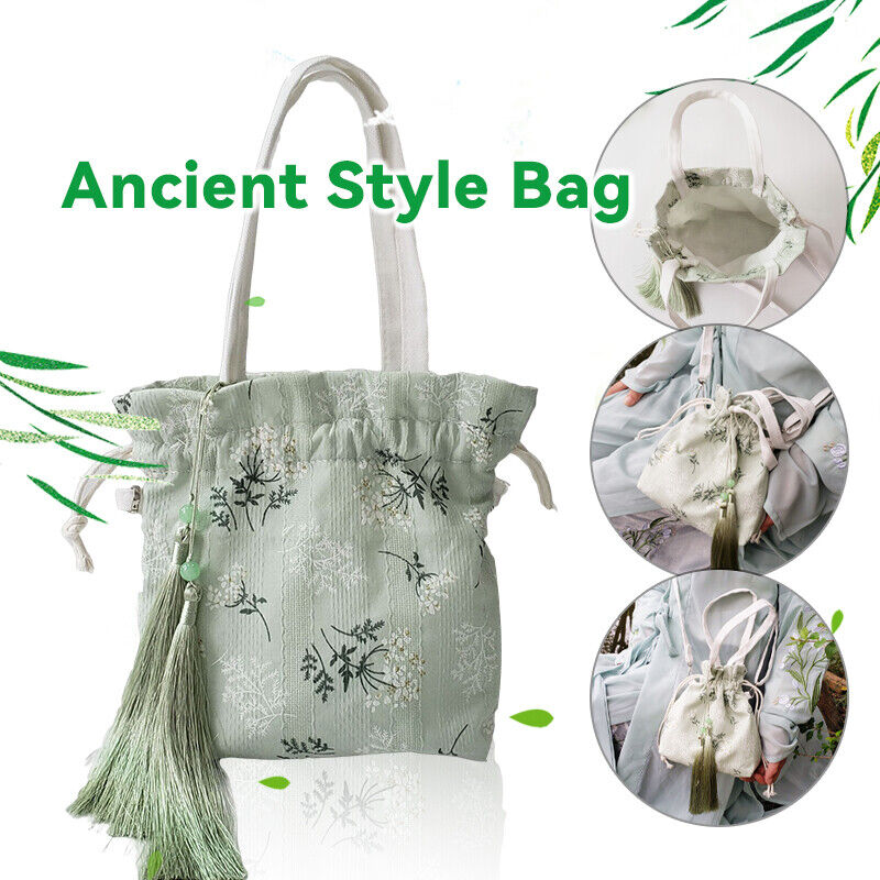 Chinese Bamboo Embroidery Purse Wallet Ancient Drawstring Bag Hanfu Handbag