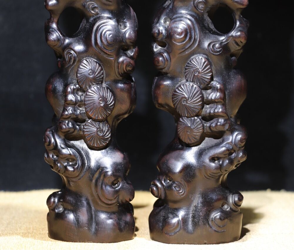 13" large ebony wood carving paperweights paperweight antique carved statue art