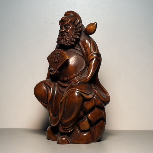 Vintage Chinese Boxwood Carving Figure Statue Ornaments Wooden Figurine Artwork