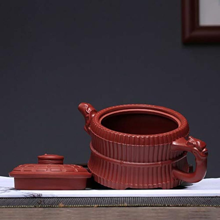Teapot 9Oz Chinese Yixing Zisha ClayHandmade Tea Pot Bamboo dragon Tai Chi 一捆竹