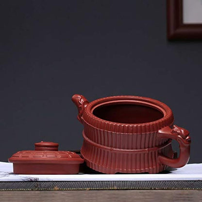 Teapot 9Oz Chinese Yixing Zisha ClayHandmade Tea Pot Bamboo dragon Tai Chi 一捆竹