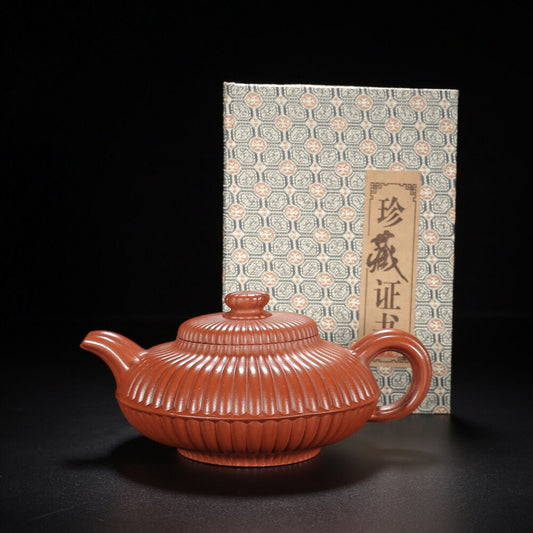 Chinese Yixing Zisha Clay Handmade Exquisite Teapot（筋纹线圆 【底款】顾景舟）