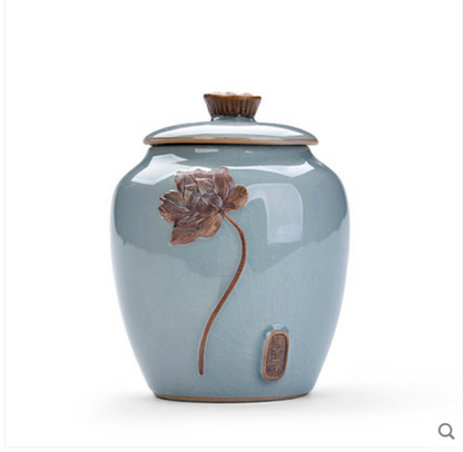Exquisite Chinese Ceramic Tea Caddy Tea Canister Pot Sugar Coffee Bean Tea Jar