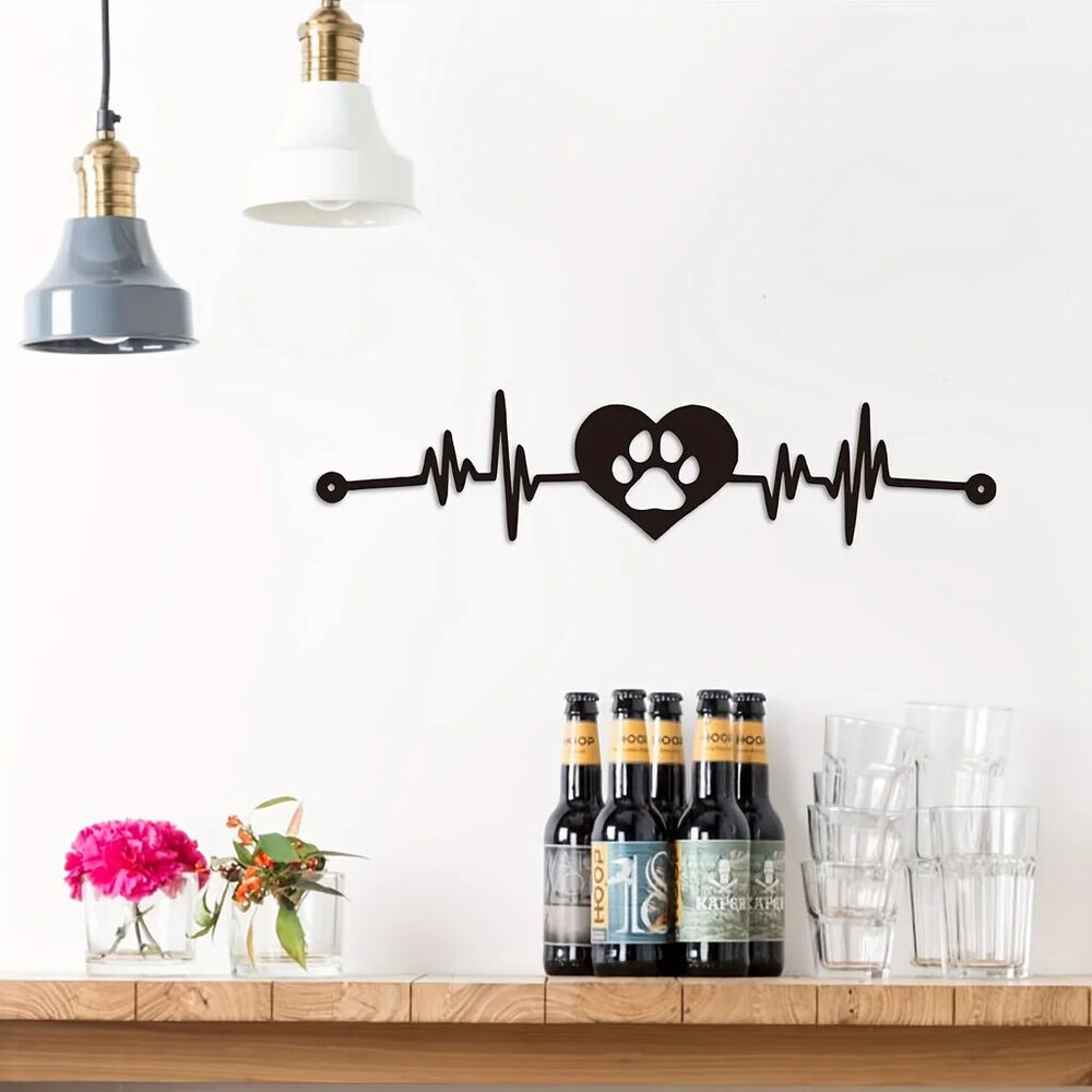 Pet Lovers Heartbeat Metal Sign - Wall Decor for Home, Garden, and Office