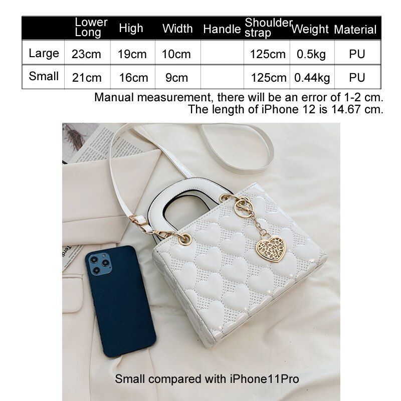 Bag Heart-shaped Handbag Purse Crossbody Purse Shoulder Bag 23*19*10/21*16*9 CM