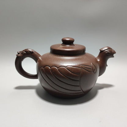 Vintage Chinese Yixing Purple Clay Teapot Zisha Ceremony Carving Collectible Art