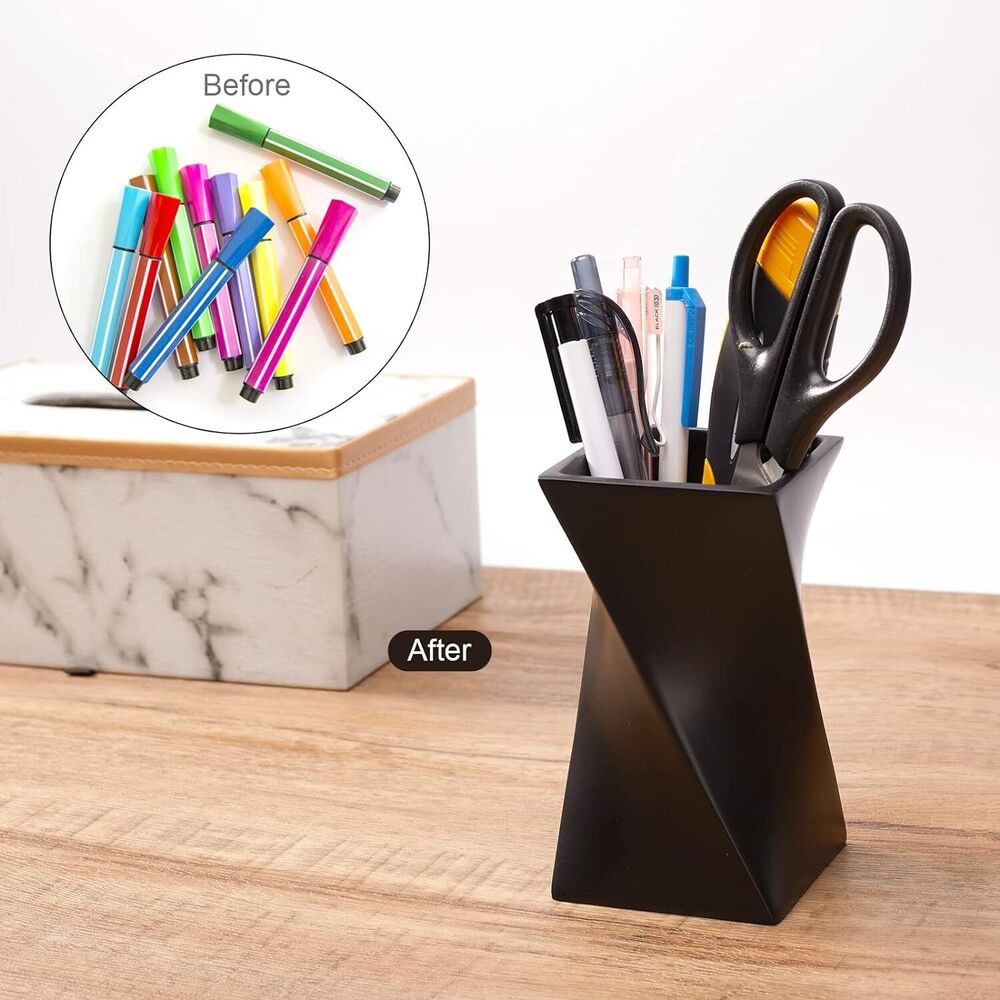 Pen Pencil Holder Durable Resin Desk Organizer Makeup Brush for Office Home