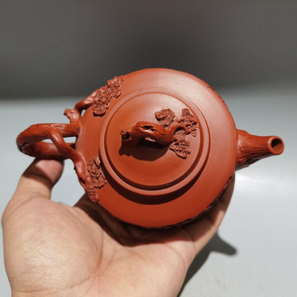 Vintage Chinese Yixing Purple Clay Teapot Zisha Ceremony Carving Exquisite Art