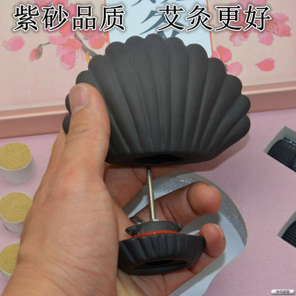 Purple Sand Facial Moxibustion Pot Moxa Box Shell Facial Gua Sha Wormwood Tool艾灸